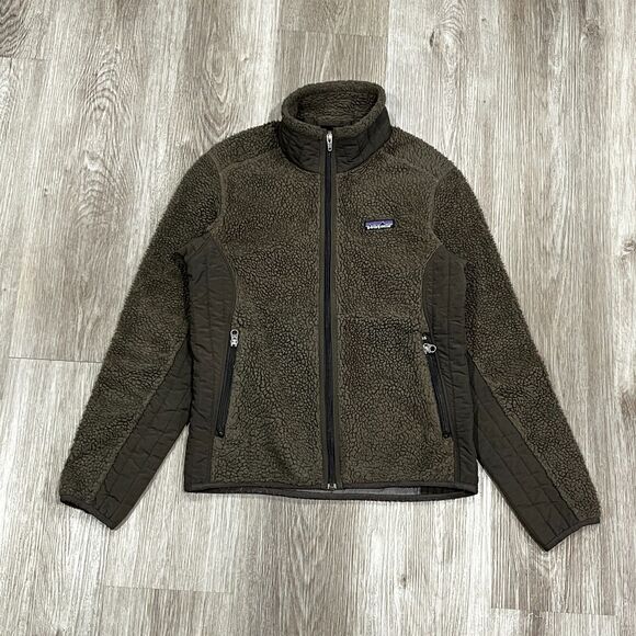 Vintage 90s Patagonia Synchilla Jacket Womens Sz S Brown Full Zip Fleece Fuzzy